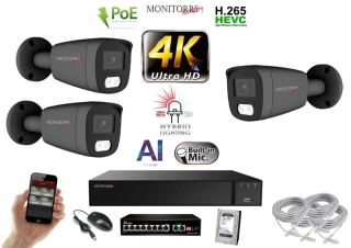 MS AI Hybrid Light IP 3 kamerový set so switchom 8 Mpix GTube (6483K3B)