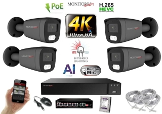 MS AI Hybrid Light IP 4 kamerový set so switchom 8 Mpix GTube (6483K4B)