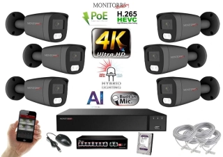 MS AI Hybrid Light IP 6 kamerový set so switchom 8 Mpix GTube (6483K6B)