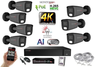 MS AI Hybrid Light IP 7 kamerový set so switchom 8 Mpix GTube (6483K7B)