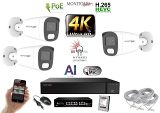 MS AI Hybrid Light IP 3 kamerový set so switchom 8 Mpix WTube (6484K3B)