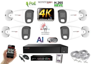MS AI Hybrid Light IP 4 kamerový set so switchom 8 Mpix WTube (6484K4B)