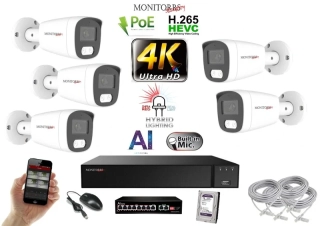 MS AI Hybrid Light IP 5 kamerový set so switchom 8 Mpix WTube (6484K5B)