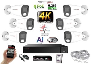 MS AI Hybrid Light IP 6 kamerový set so switchom 8 Mpix WTube (6484K6B)
