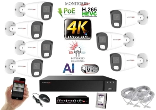MS AI Hybrid Light IP 7 kamerový set so switchom 8 Mpix WTube (6484K7B)