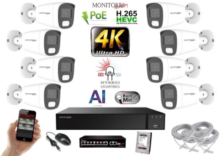 MS AI Hybrid Light IP 8 kamerový set so switchom 8 Mpix WTube (6484K8B)