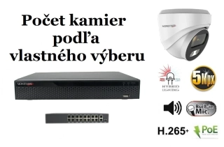 MS AI hybrid light IP kamerový set so switchom 5 Mpix WDome (6141K8+B)