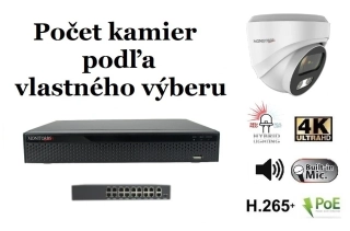 MS AI hybrid light IP kamerový set so switchom 8 Mpix WDome (6481K8+B)