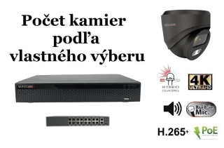 MS AI hybrid light IP kamerový set so switchom 8 Mpix GDome (6482K8+B)