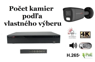 MS AI hybrid light IP kamerový set so switchom 8 Mpix GTube (6483K8+B)