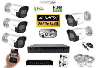 MS IP 5 kamerový set so switchom 4 Mpix WTube Plast (6024K5B)